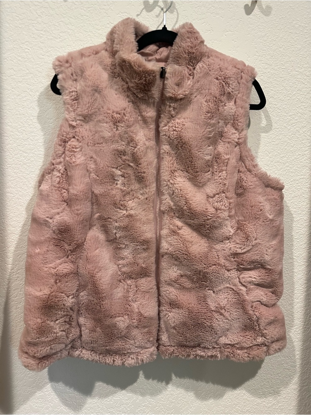 Blush Reversible Plush Faux Fur Zip Vest